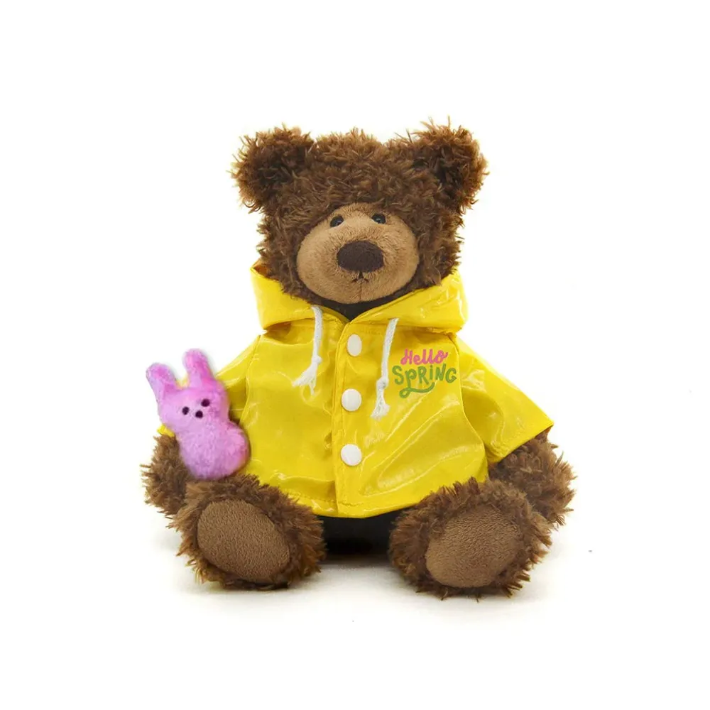 12" Easter Stuffed Animal with Bunny Carrot Soft Lovely Sitting Plush Toy with Raincoat