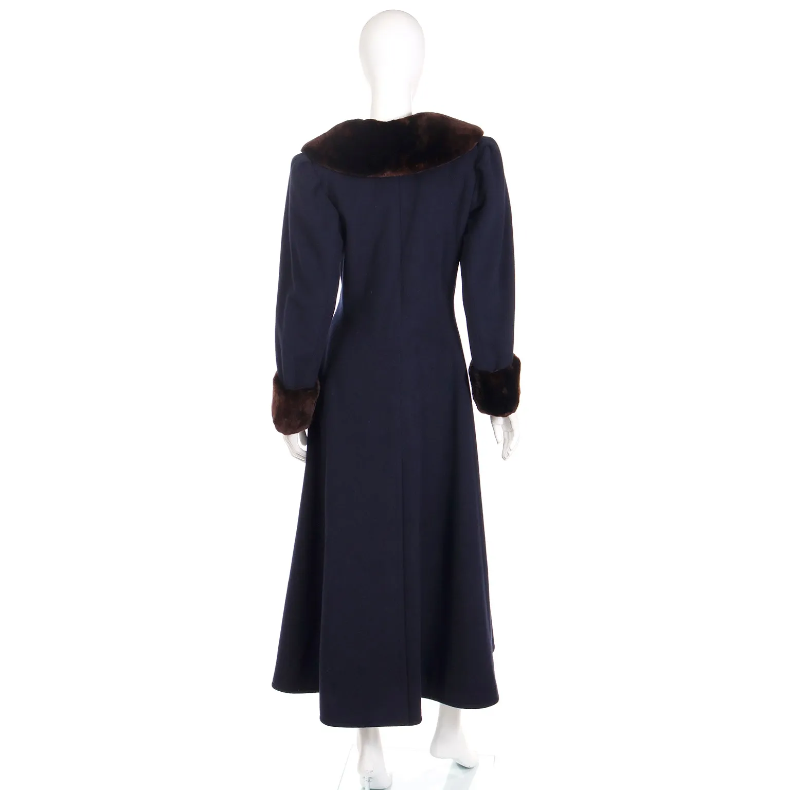 1976 Yves Saint Laurent Haute Couture Cossack Coat w Sheared Fur Trim