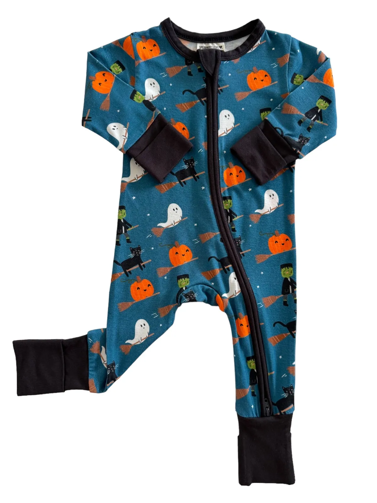 2-Way Convertible Zip Romper, Broomstick Friends Midnight