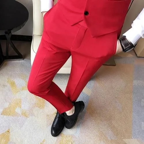 2021 New Men's Suit Pants Solid Color Casual Business Dress Pants Slim Dress Trousers Quality Men's Classic Groom Wedding Pants