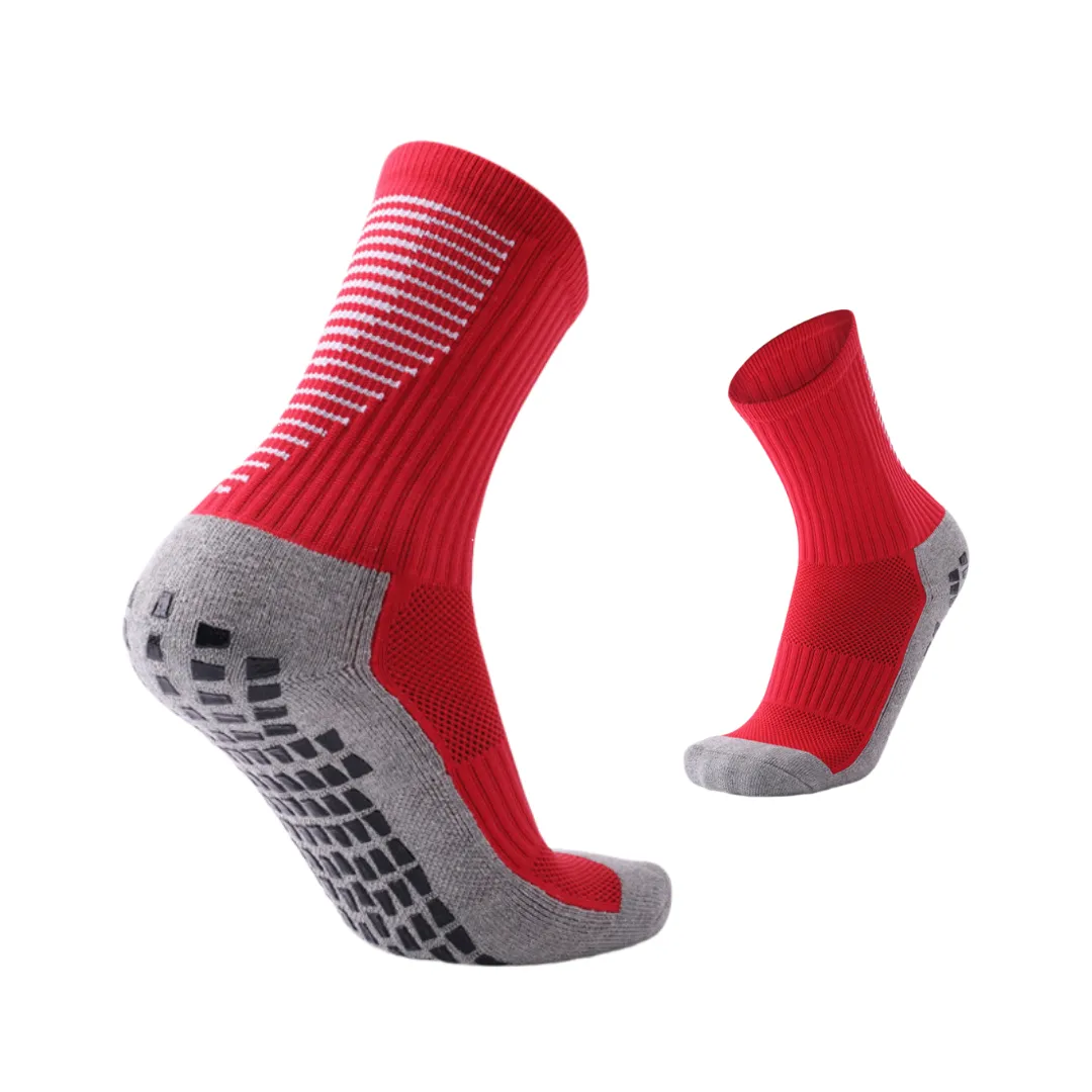 3 Pack Men's Red Football Socks With Grip