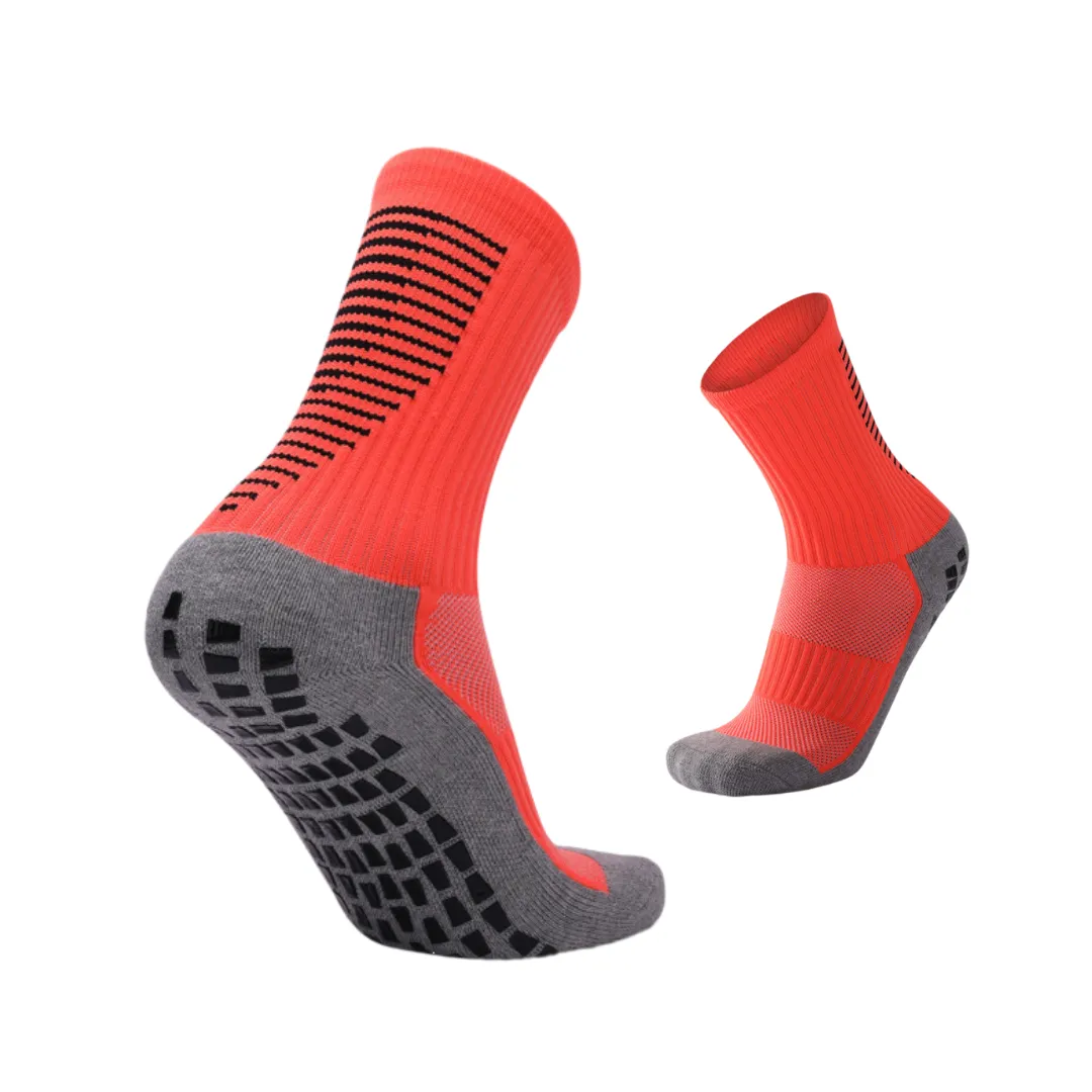 3 Pack Men's Red Football Socks With Grip