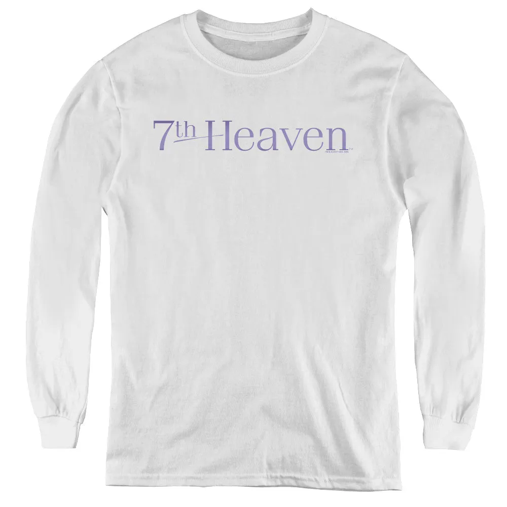 7th Heaven 7th Heaven Logo Long Sleeve Kids Youth T Shirt White