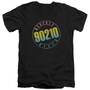 90210 Color Blend Logo Mens Slim Fit V-Neck T Shirt Black