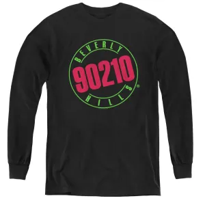 90210 Neon Long Sleeve Kids Youth T Shirt Black