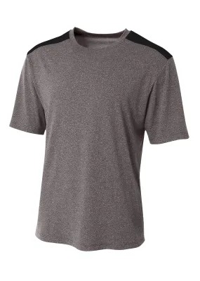 A4 Mens Tourney Heather Short Sleeve Color Block