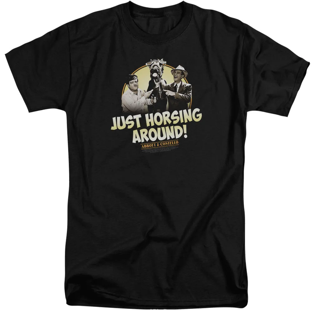 Abbott & Costello Horsing Around Mens Tall T Shirt Black