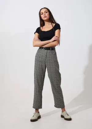 Afends Womens Shelby Houndstooth - High Waist Wide Leg Pants - Houndstooth