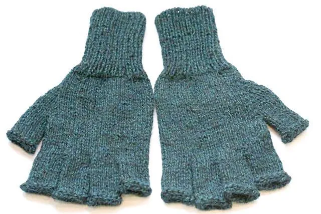 Alpaca Hand Knitted Fingerless Gloves in Licorice