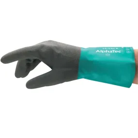 ALPHATEC 58530B CHEM REST GRN/DRK GRY 12" - AlphaTec® 58-530B/58-535B Gloves, Grey/Teal, 12 in Cuff, 58-530B, 6 Pairs