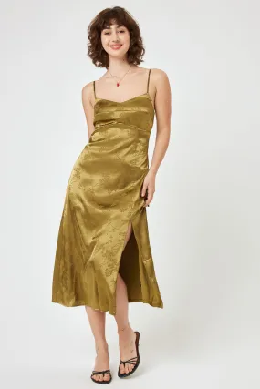 Amber Satin Jacquard Midi Cami Dress