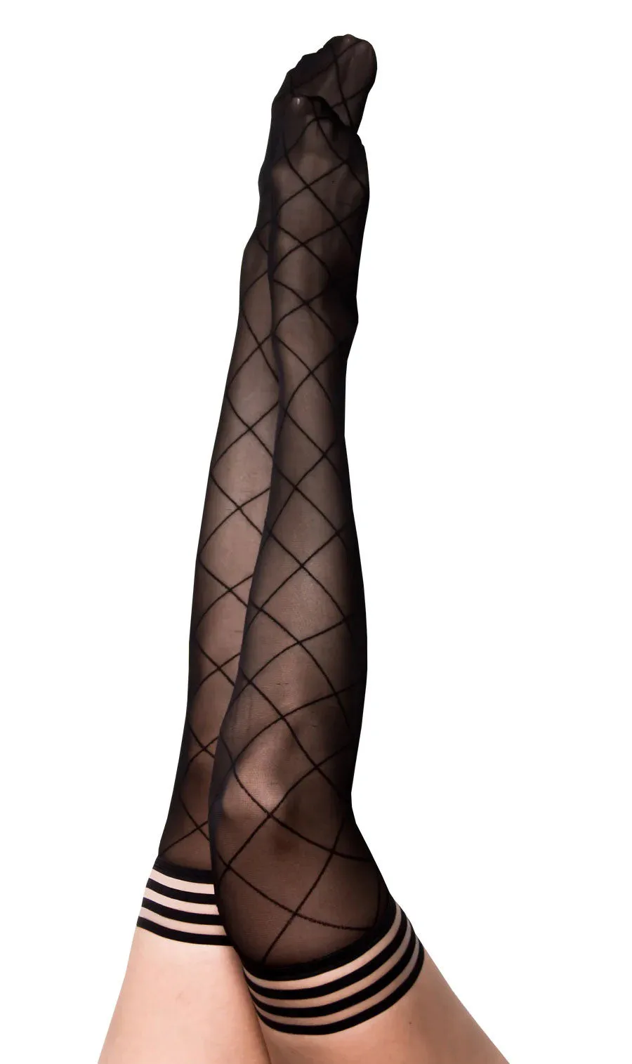 Anna - Diamond Thigh High - Size B - Black