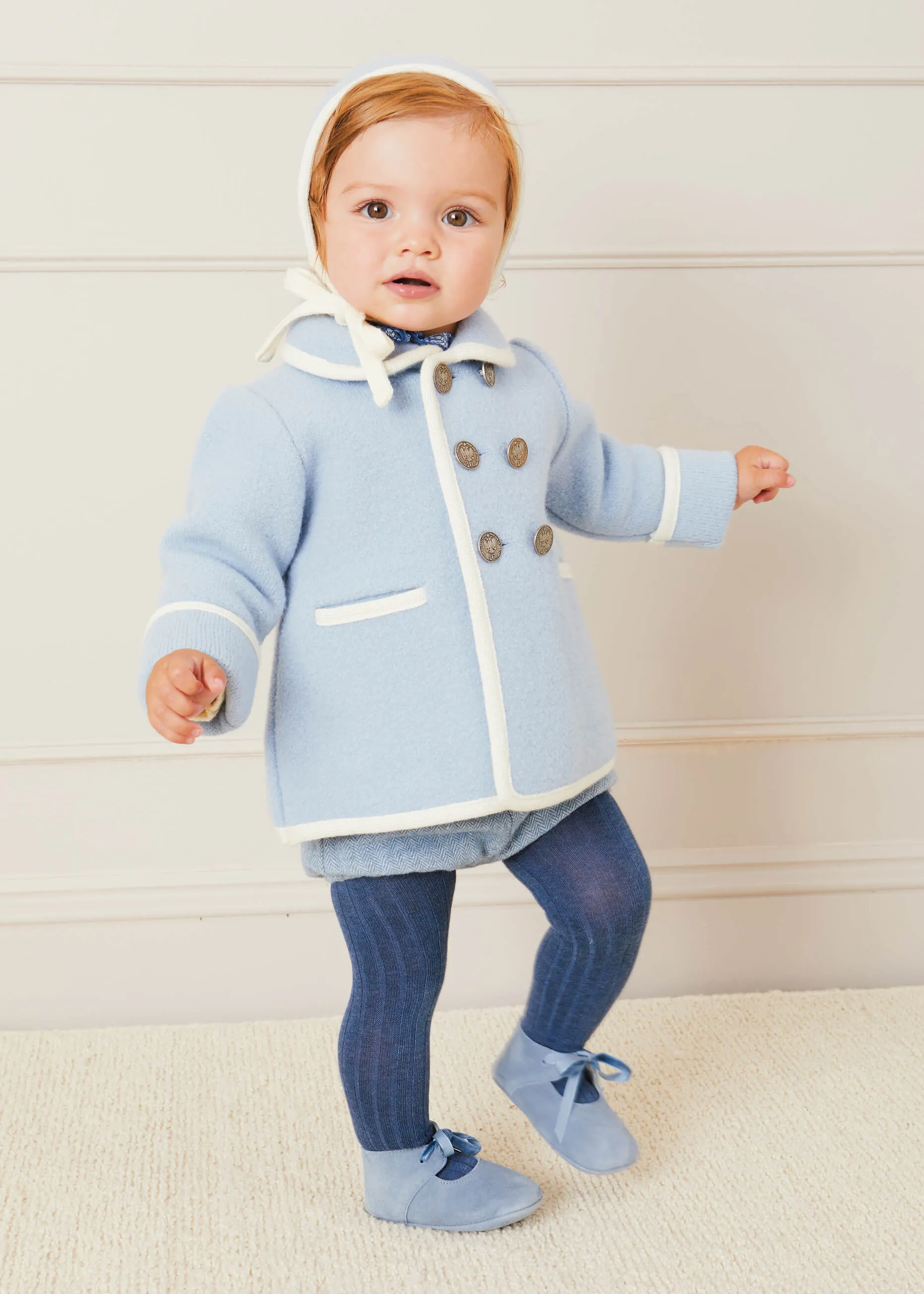 Austrian Double Breasted Wool Baby Coat in Baby Blue (6mths-3yrs)