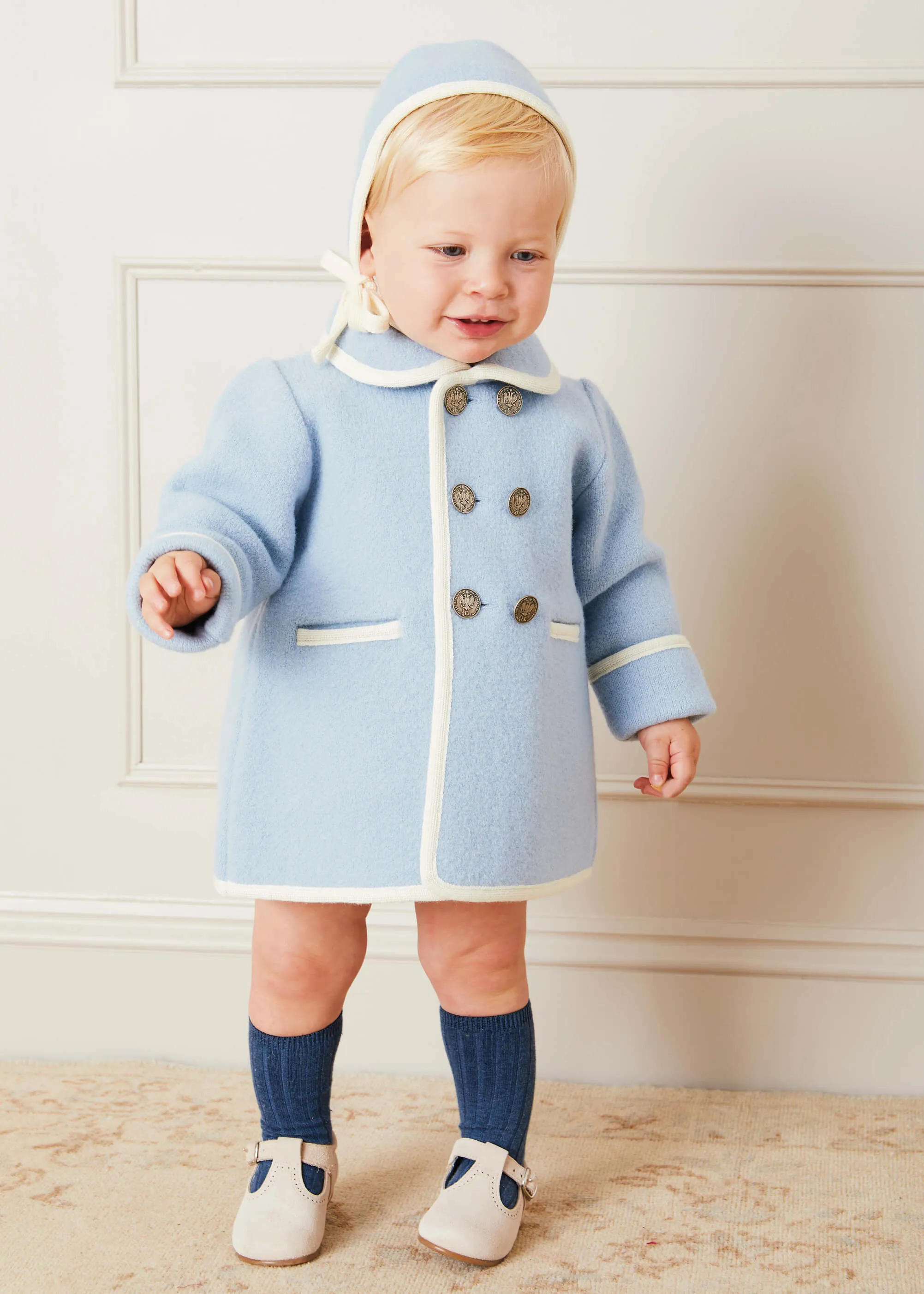 Austrian Double Breasted Wool Baby Coat in Baby Blue (6mths-3yrs)