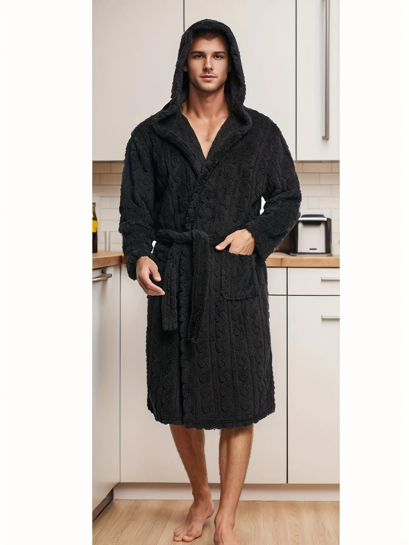 Autumn And Winter Style Coral Fleece Couple Robe Men's Flannel Bathrobe Pajamas Plus Long Thick Plus Velvet Warm Bathrobe Pajamas