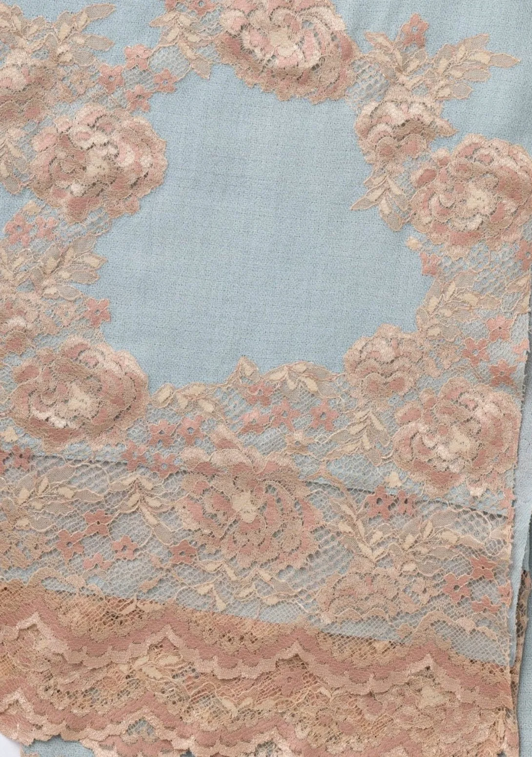 Azure Cashmere Scarf with Dual Shade Beige - Copper Chantilly Lace