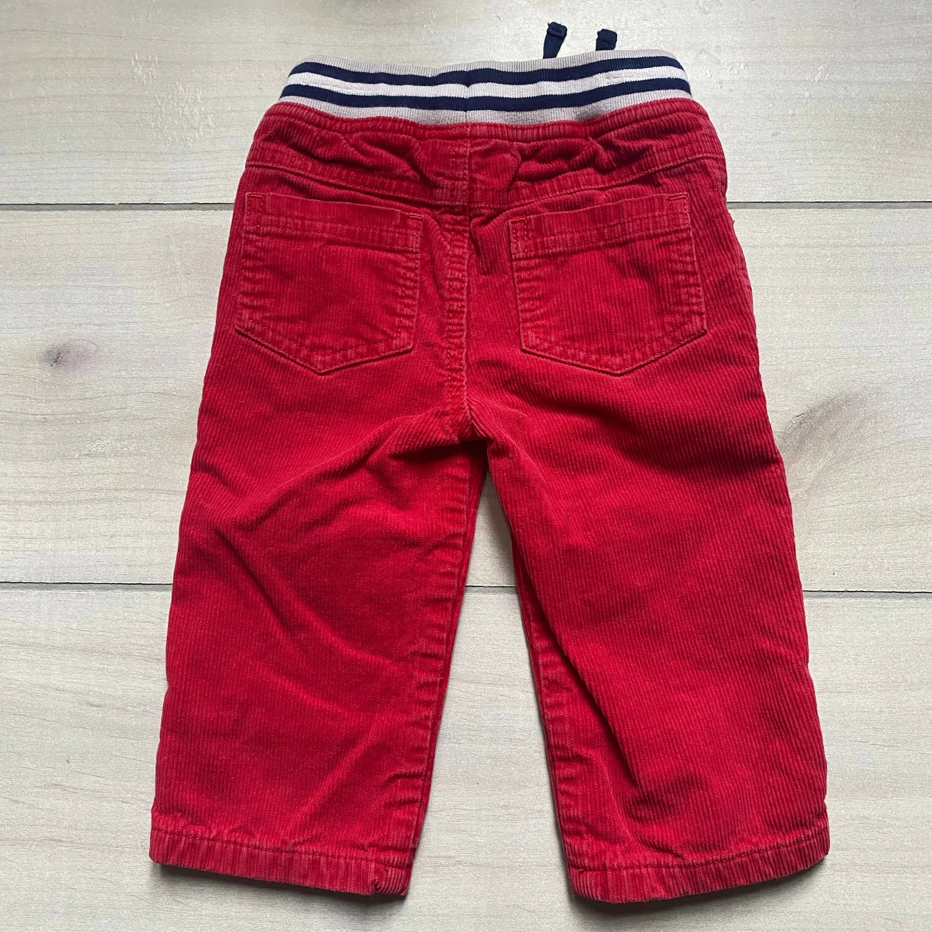 Baby Boden Red Corduroy Elastic Waist Drawstring Waist Pants