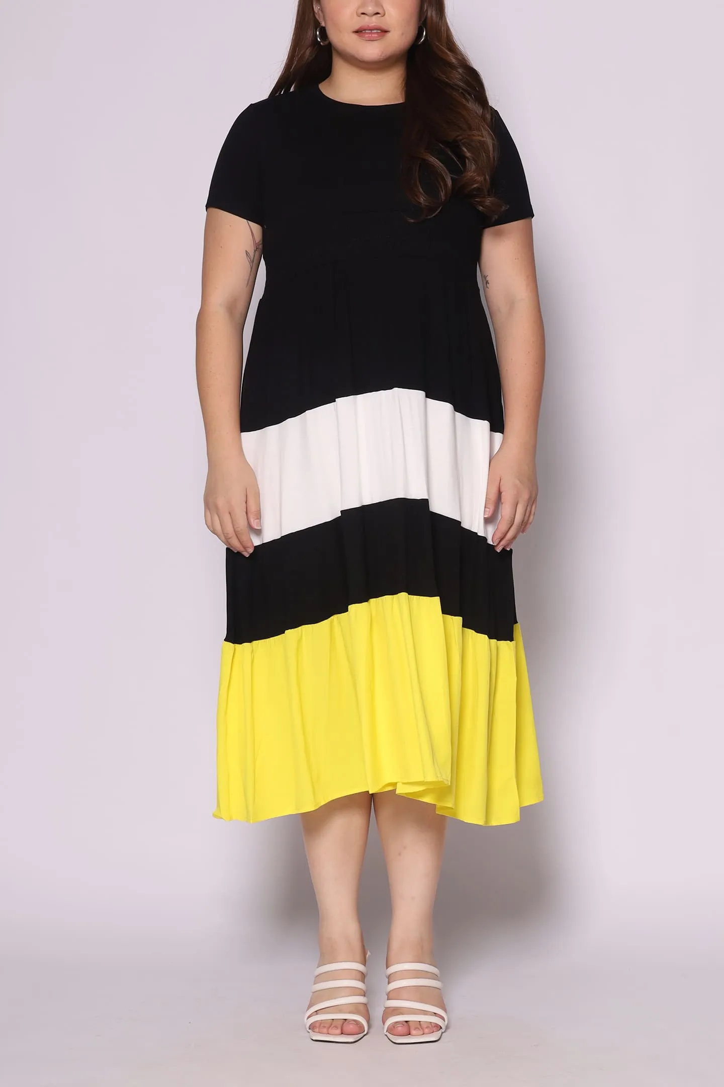 Backorders Sophia Colourblock Dress in Yellow