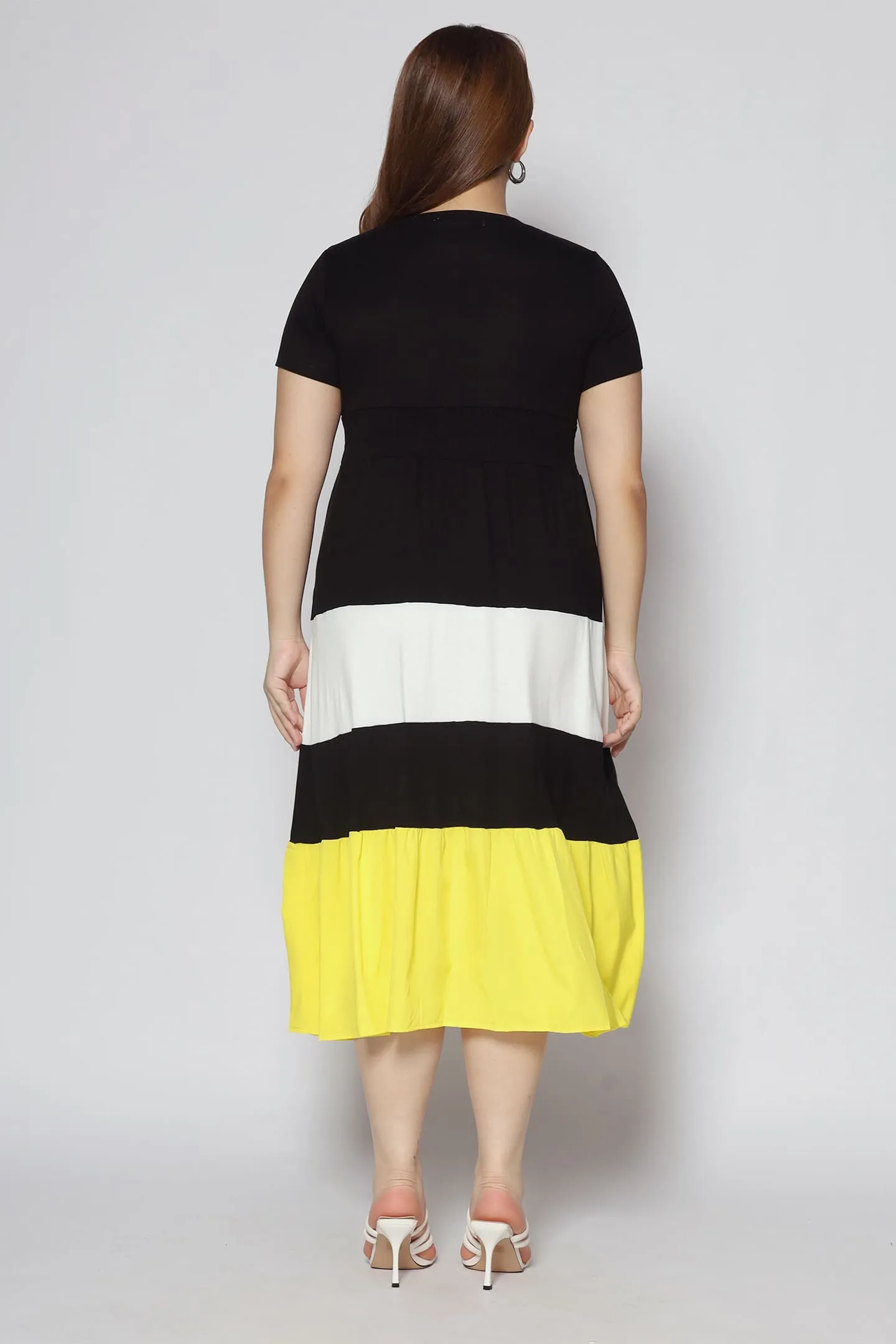 Backorders Sophia Colourblock Dress in Yellow