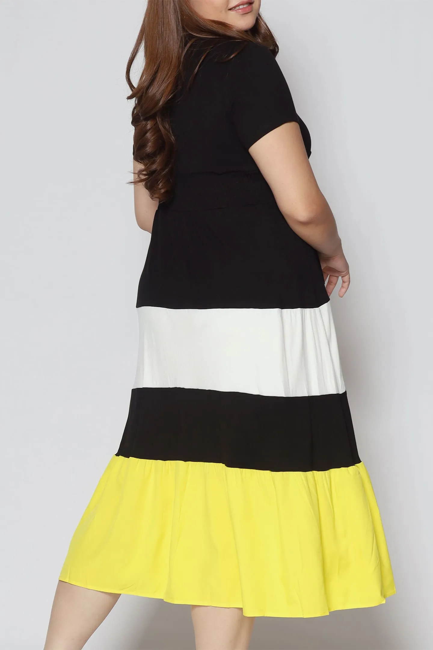 Backorders Sophia Colourblock Dress in Yellow