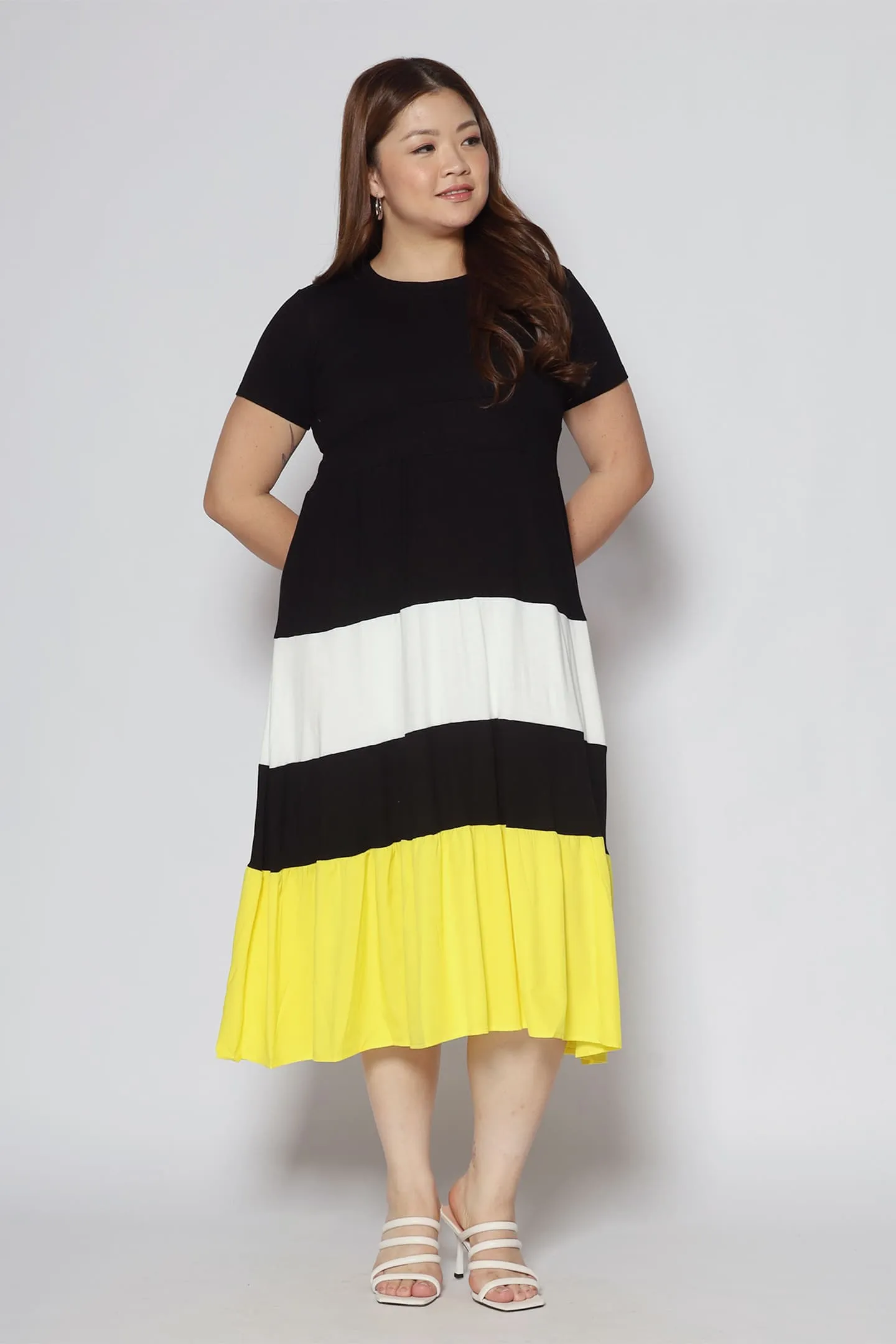 Backorders Sophia Colourblock Dress in Yellow