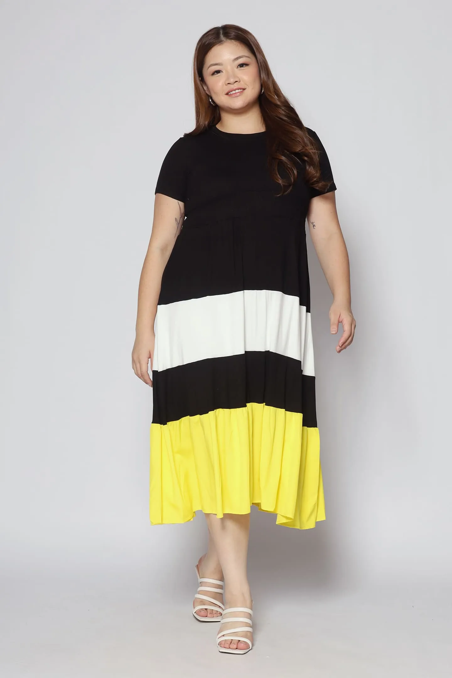 Backorders Sophia Colourblock Dress in Yellow