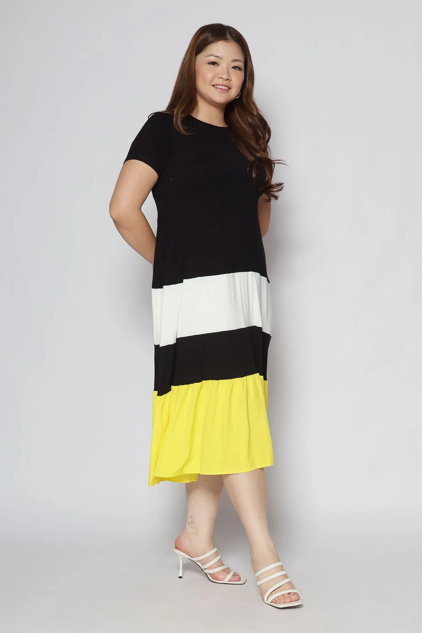 Backorders Sophia Colourblock Dress in Yellow