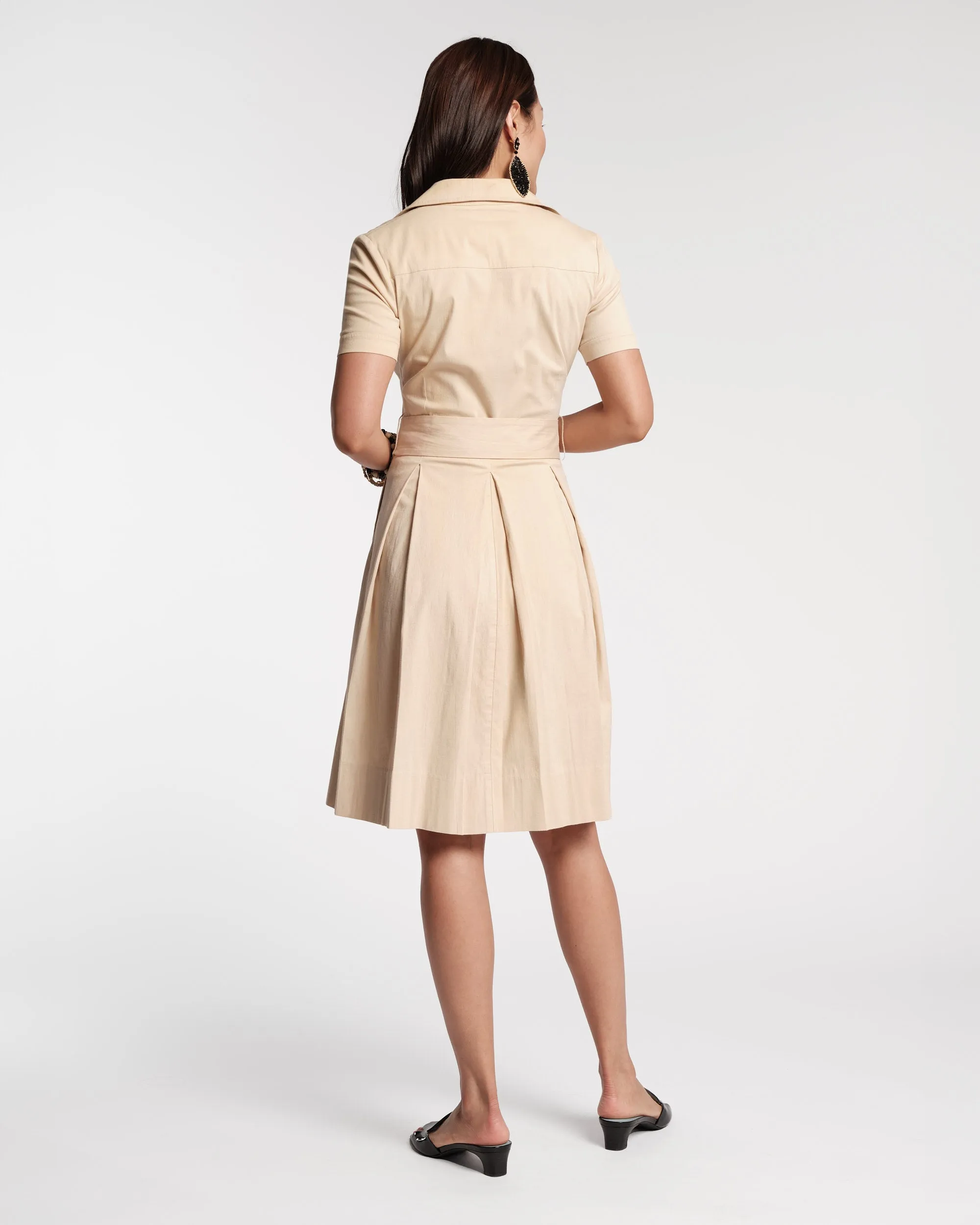 Bella Midi Dress Cotton Khaki