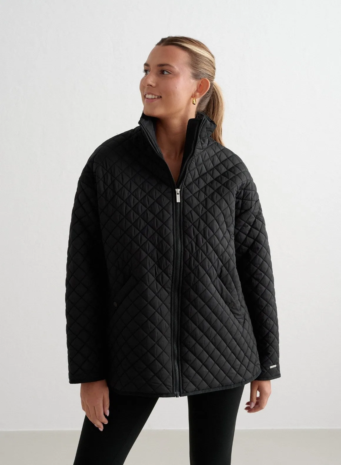 Black Oversized Quilted Jacket