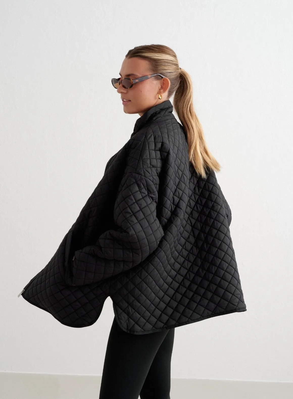 Black Oversized Quilted Jacket