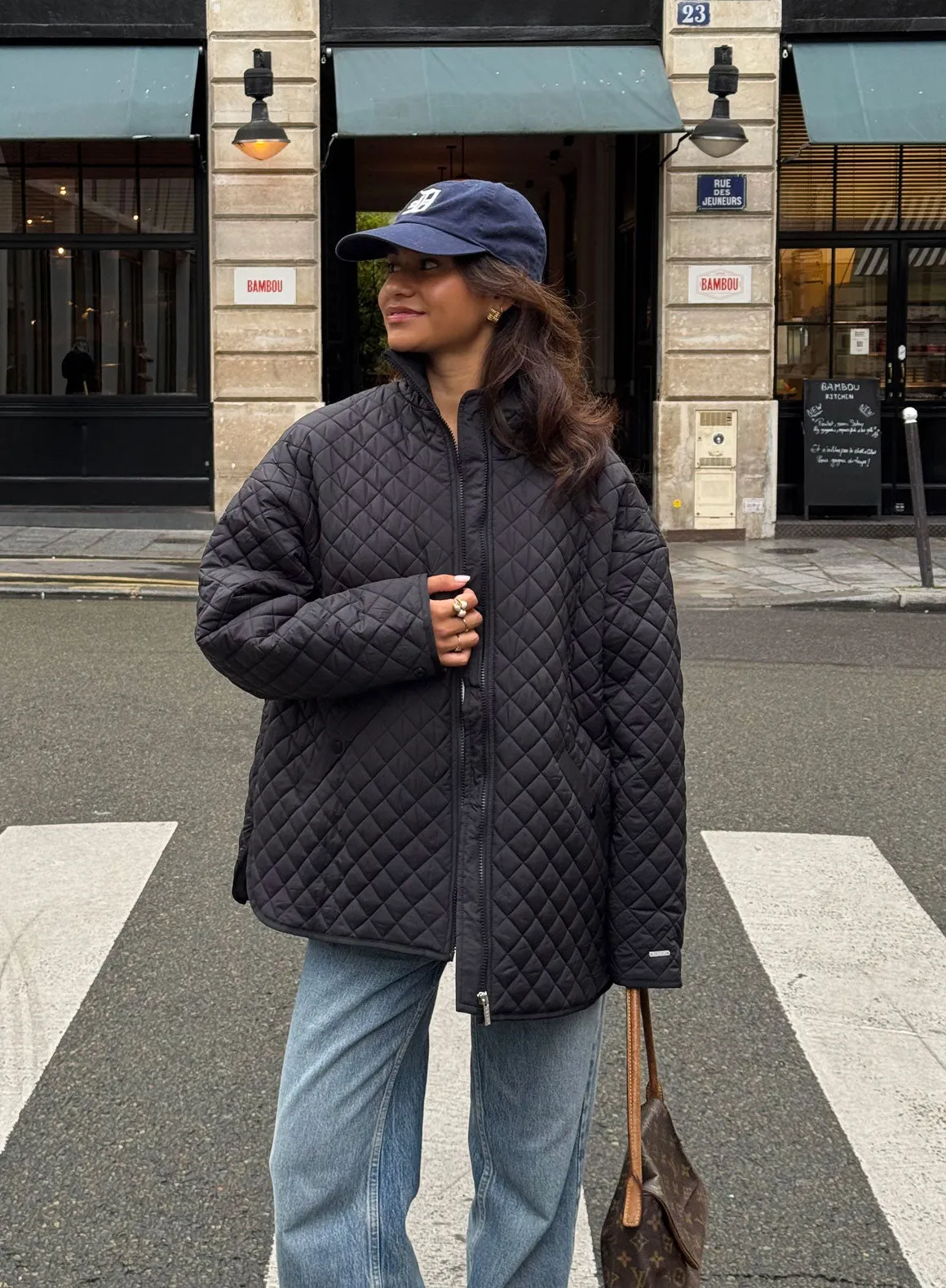 Black Oversized Quilted Jacket