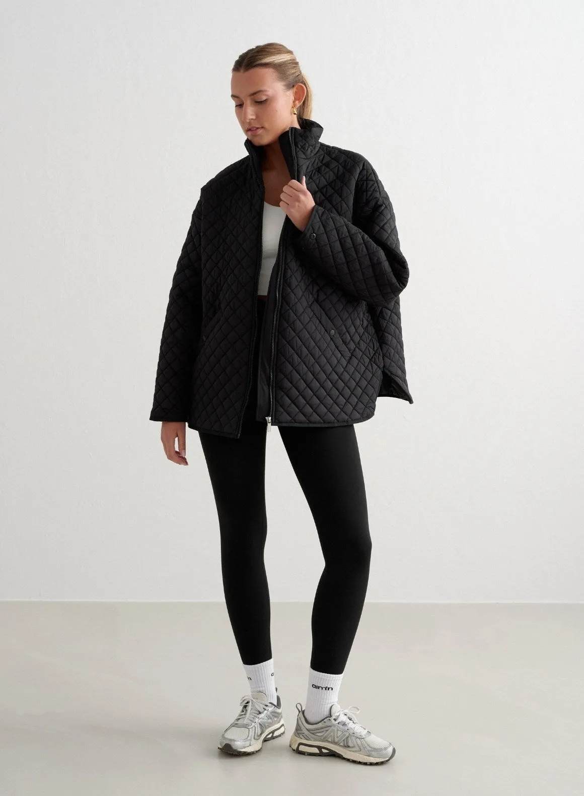 Black Oversized Quilted Jacket