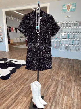 Black Sequin Romper