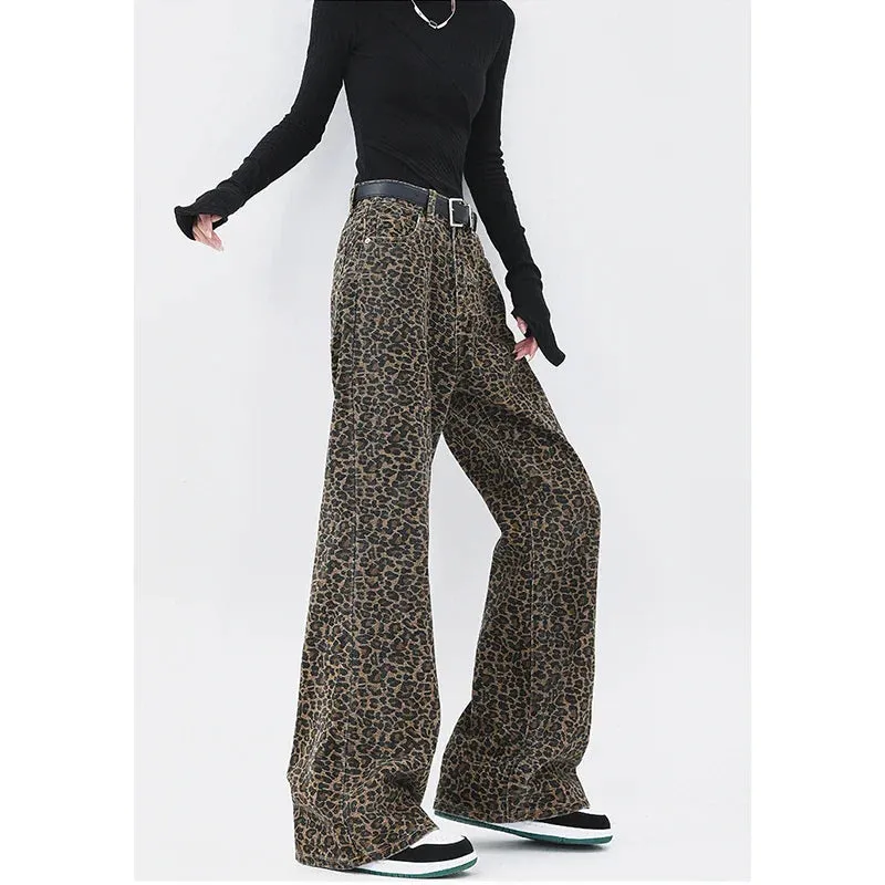 Brown High Waist Straight Streetwear Denim Pants