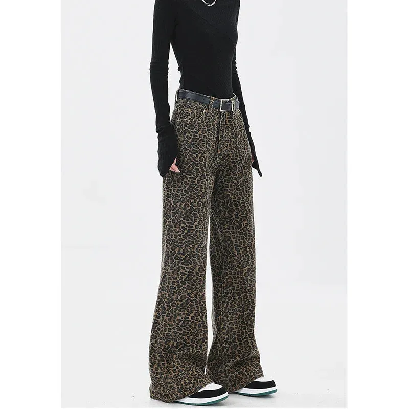 Brown High Waist Straight Streetwear Denim Pants