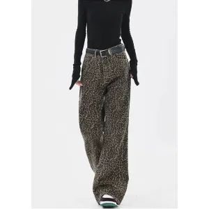 Brown High Waist Straight Streetwear Denim Pants