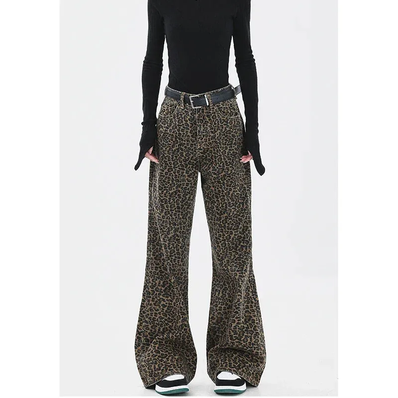 Brown High Waist Straight Streetwear Denim Pants