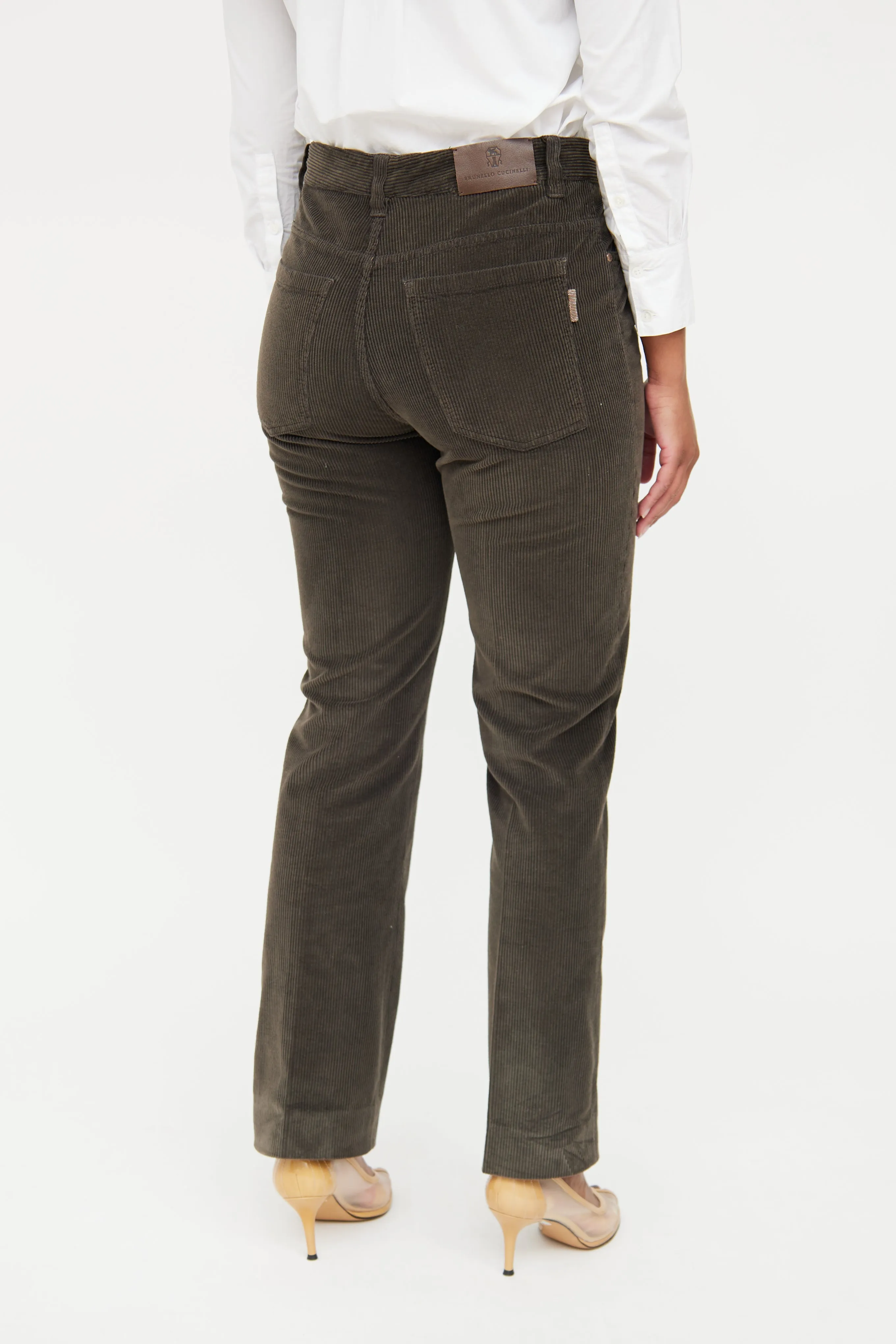 Brown Straight Leg Corduroy Pant