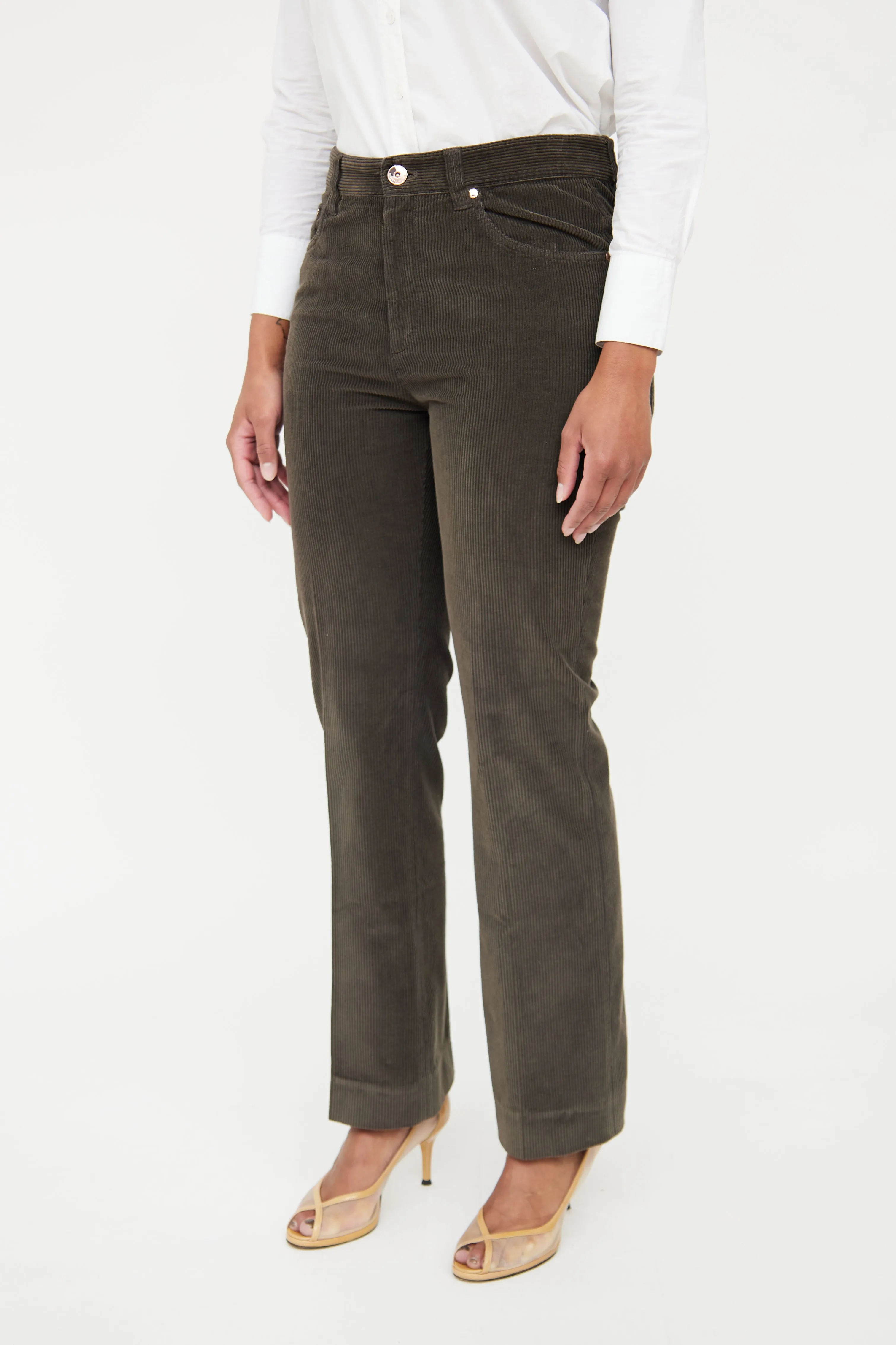 Brown Straight Leg Corduroy Pant