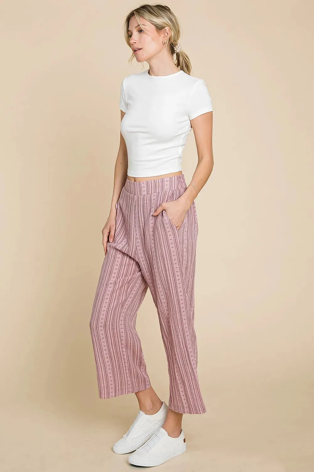 by Nu Lab Striped Elastic Waist Wide Leg Pants