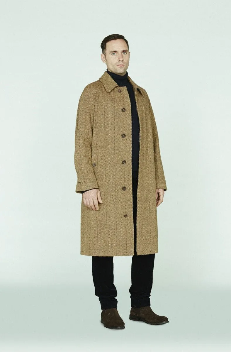 Campbell Herringbone Wool Raincoat