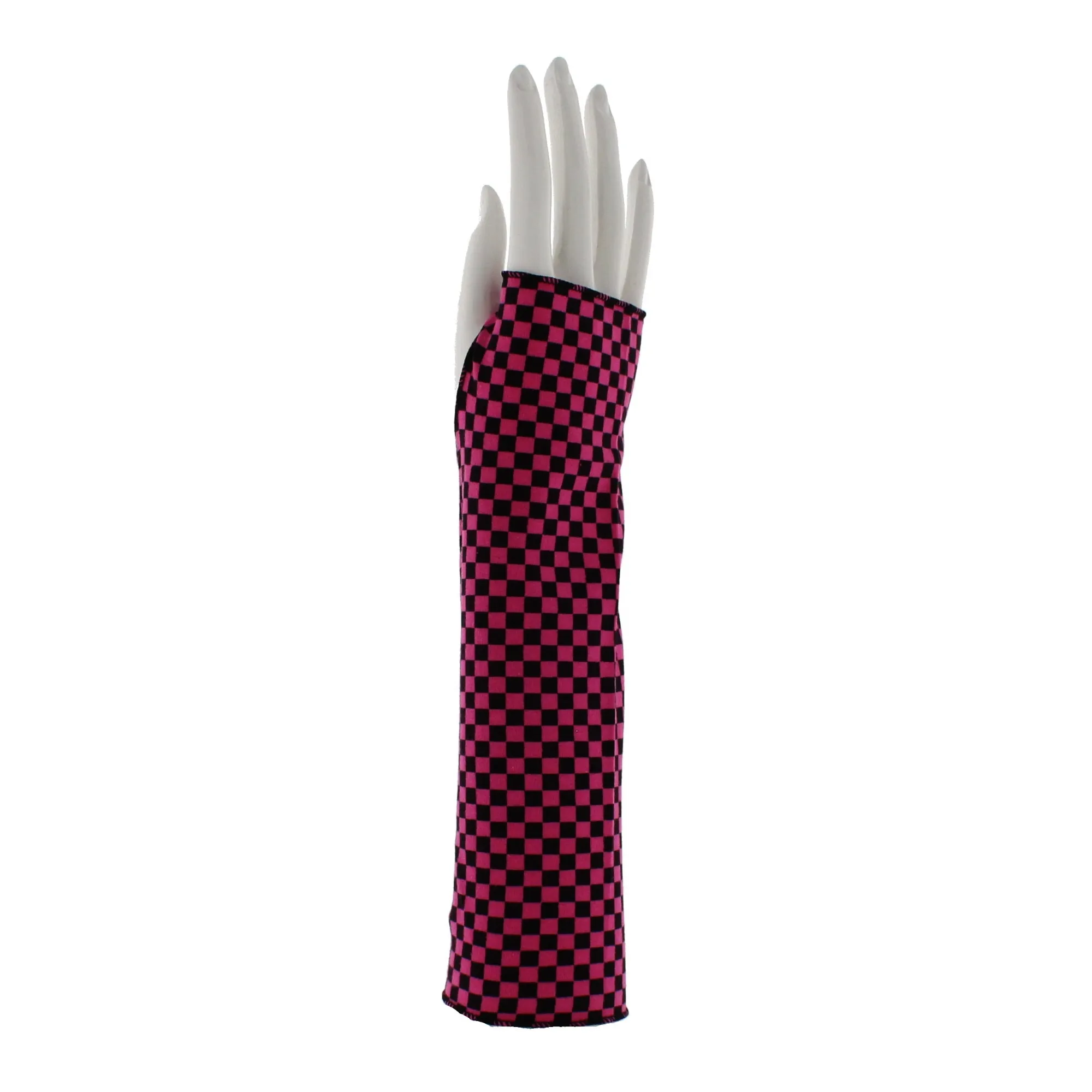 Checkered Long Fingerless Gloves