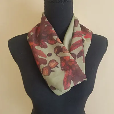 Chiffon Scarf - Acorns and Leaves (Two color choices)