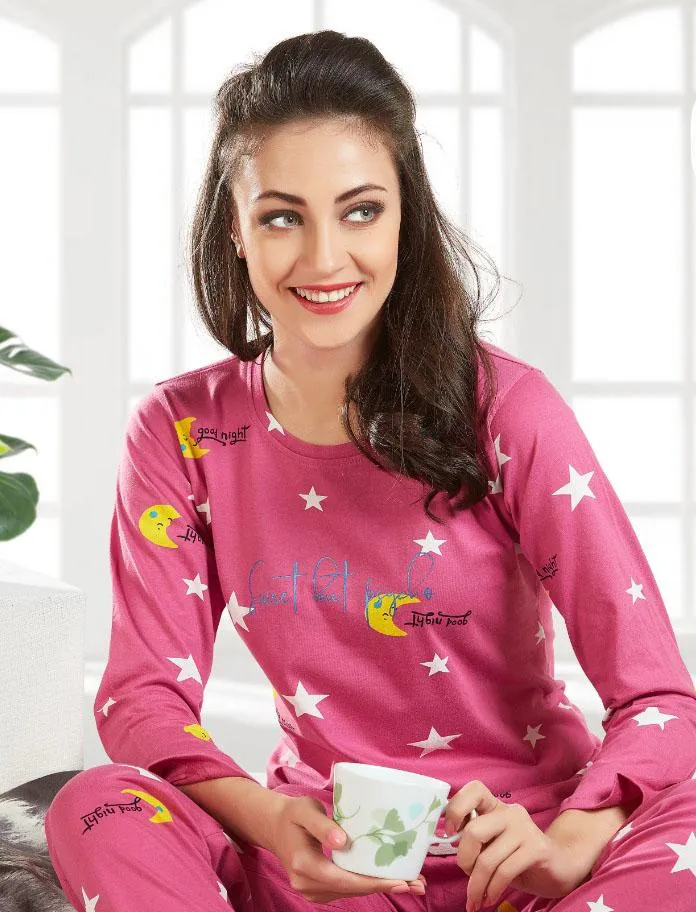 Cute Winter Night suits Set for ladies Pink