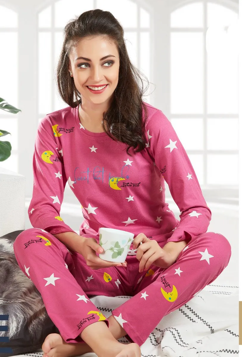 Cute Winter Night suits Set for ladies Pink