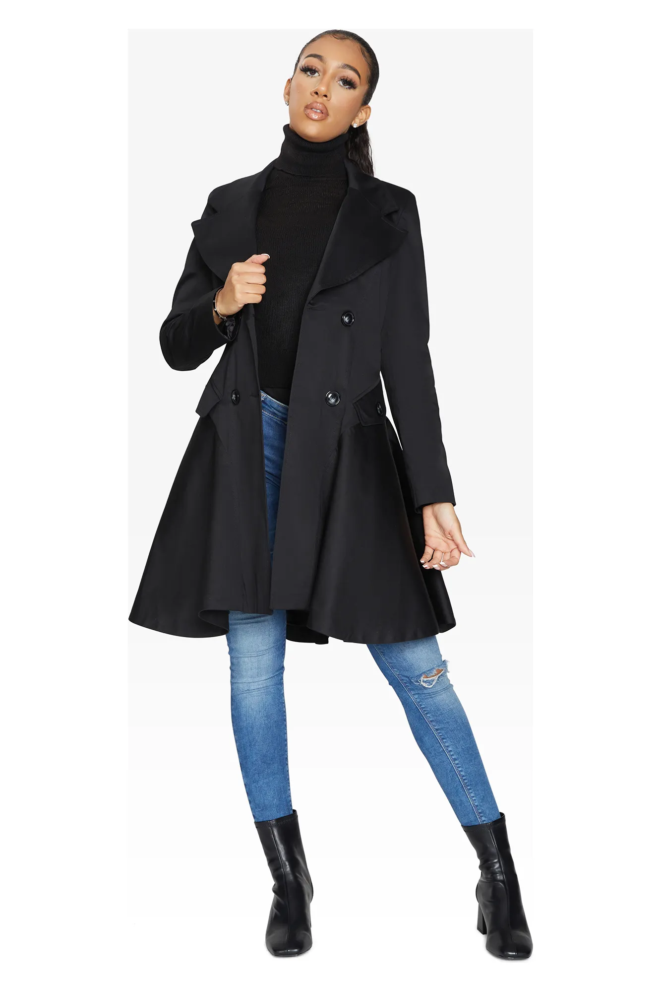 De La Creme Fashions Spring Summer Fit And Flare Skater Coat