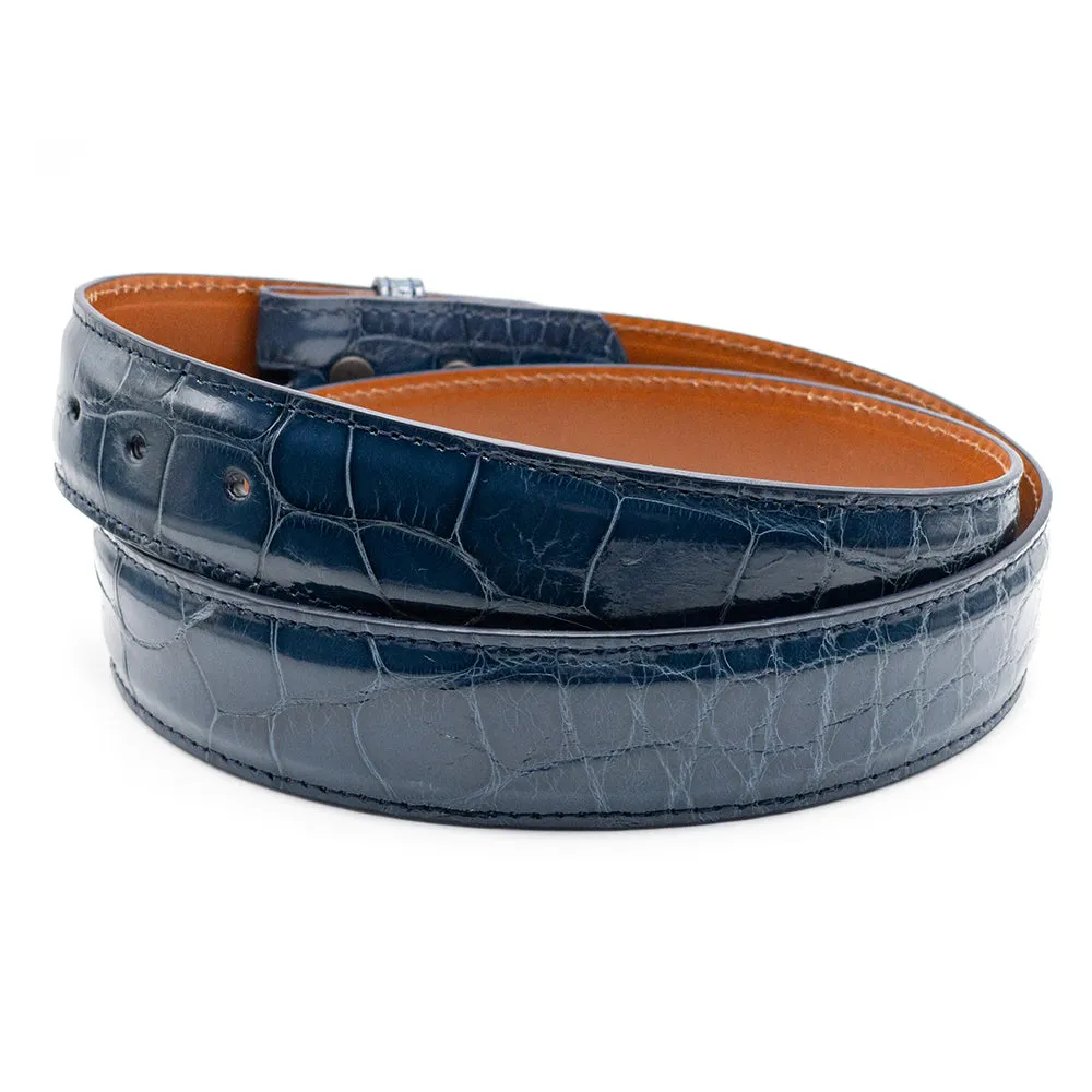 Denim Blue Alligator Belt Straps