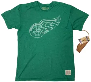 Detroit Red Wings Retro Brand Green Soft Vintage Short Sleeve T-Shirt