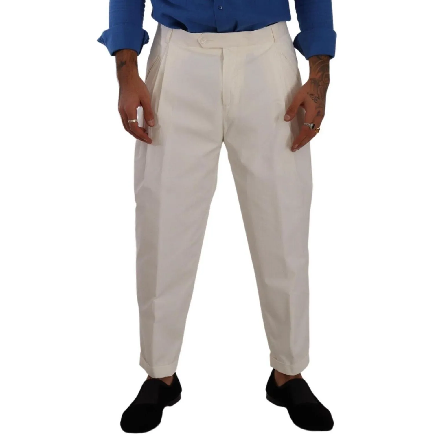 Dolce & Gabbana Elegant White Cotton Stretch Dress Pants