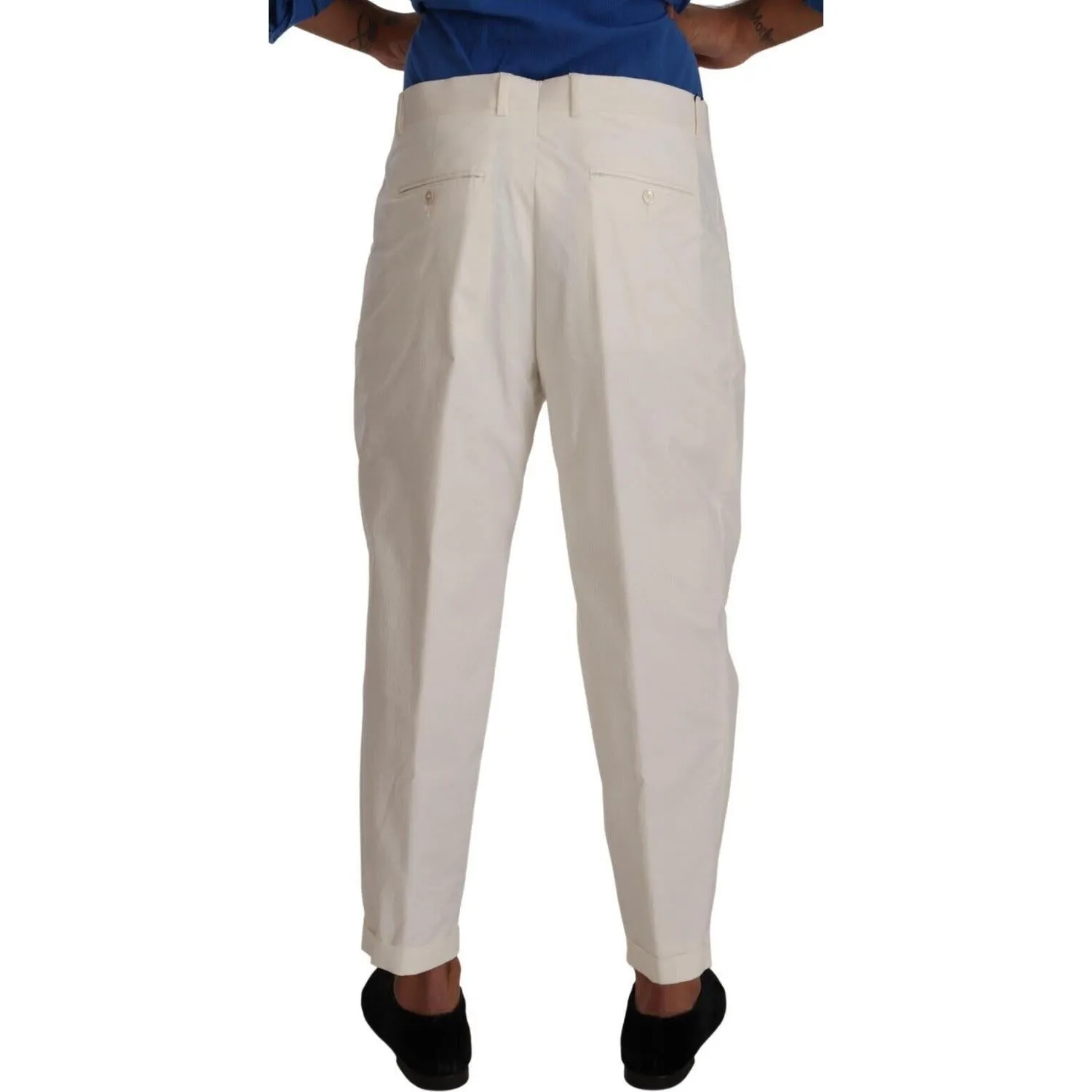 Dolce & Gabbana Elegant White Cotton Stretch Dress Pants